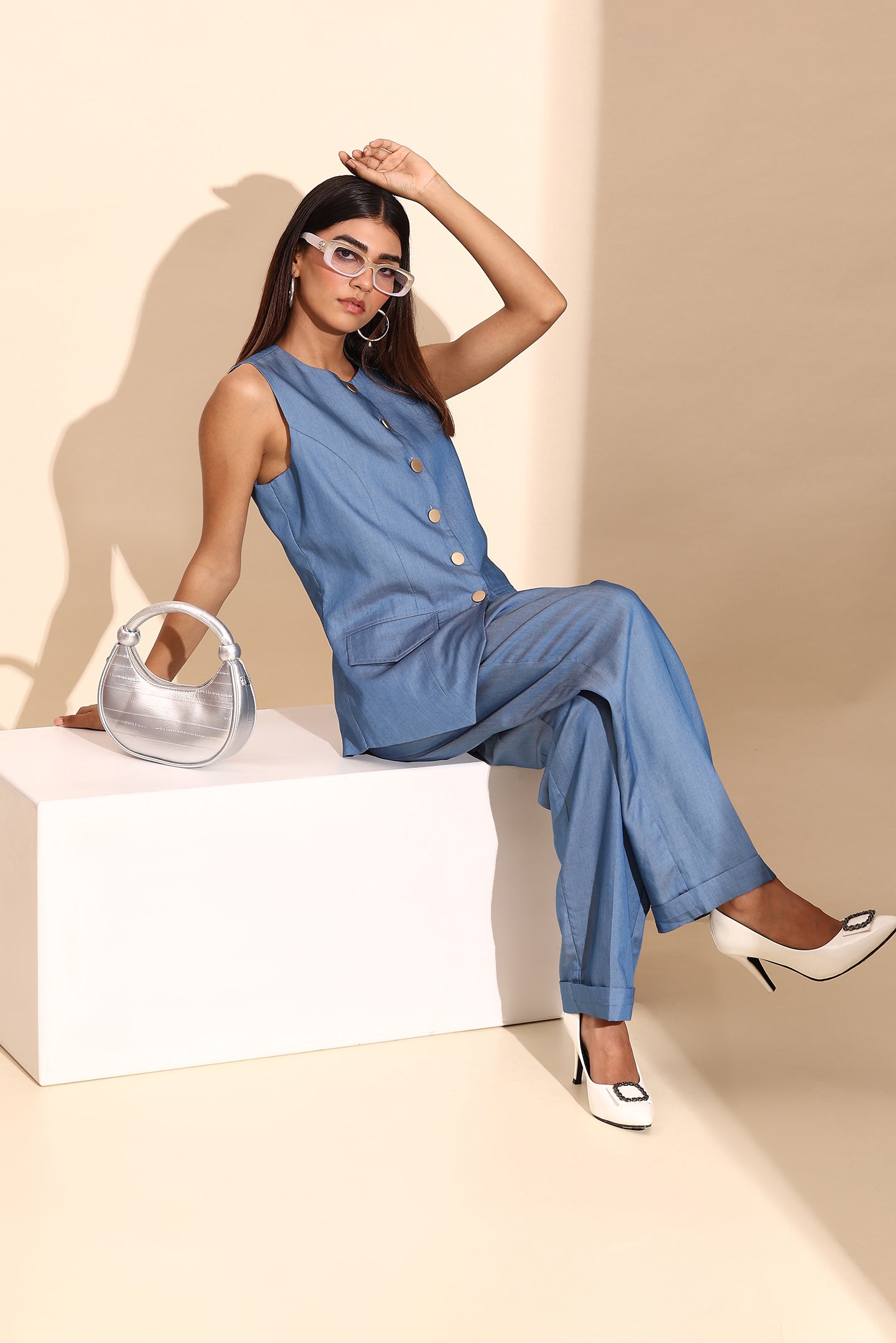 Tencel Denim Waistcoat and Trouser Set