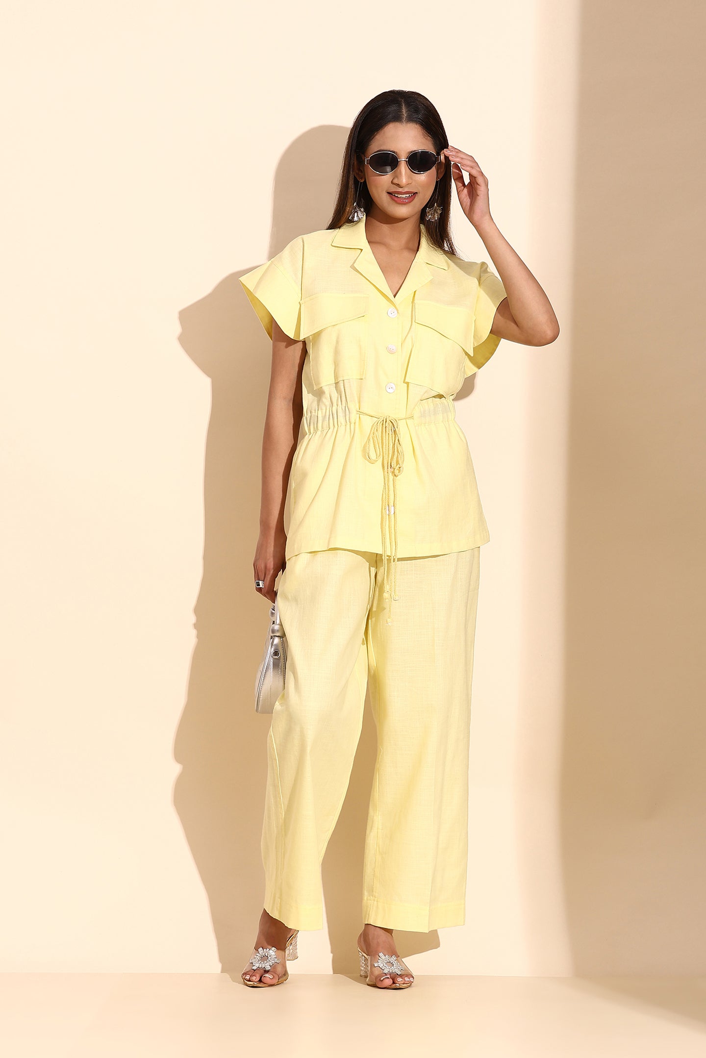 Butter Yellow Cotton Linen Coord Set