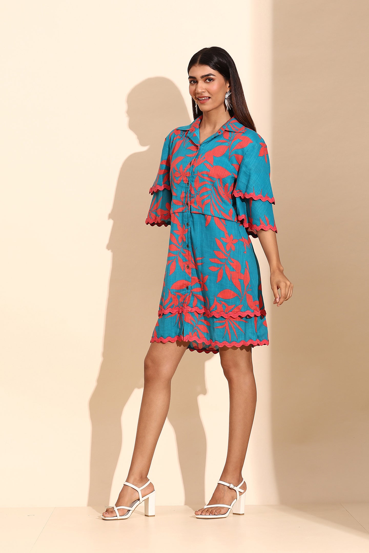 Vibrant Flora Tier Short Dress
