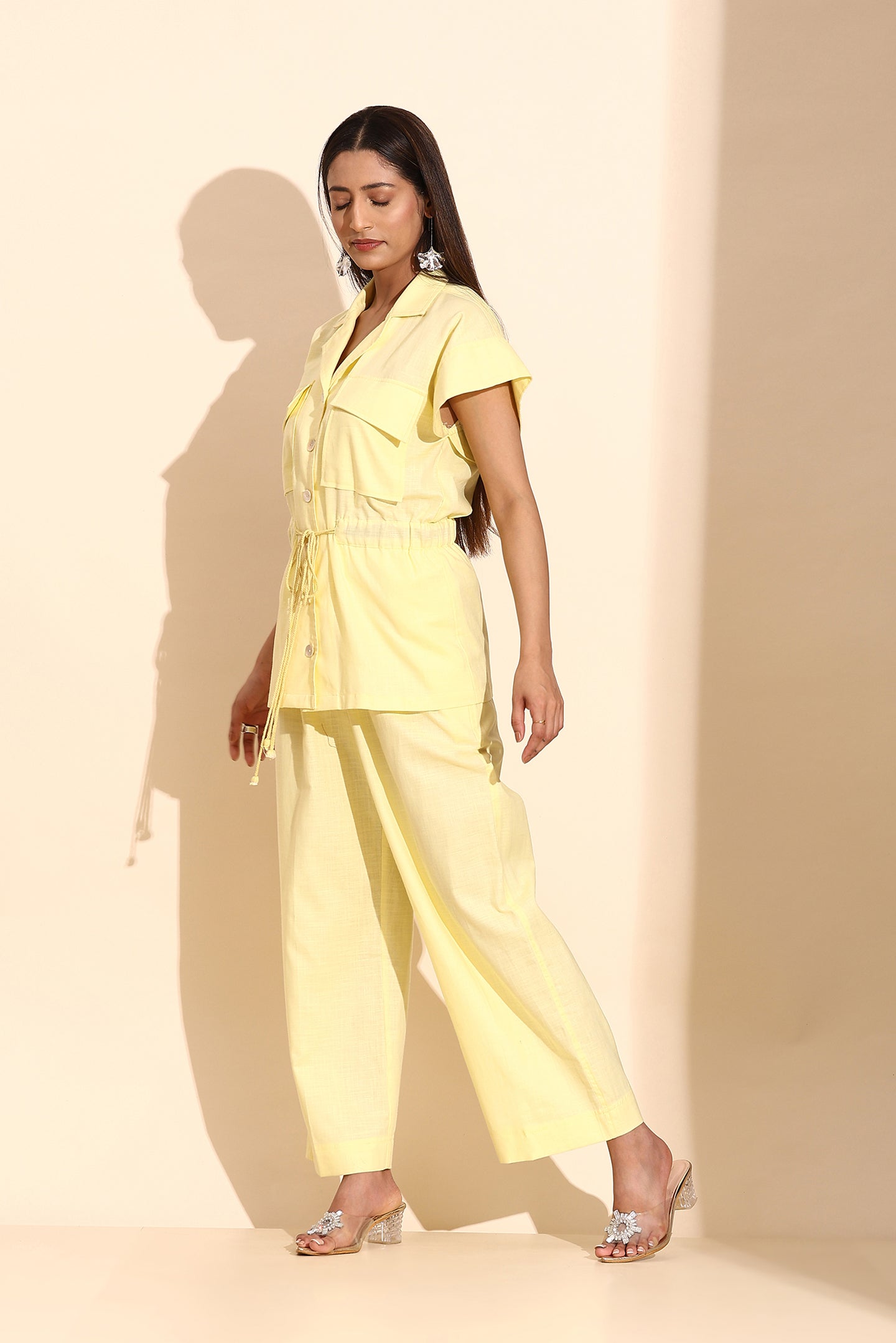 Butter Yellow Cotton Linen Coord Set