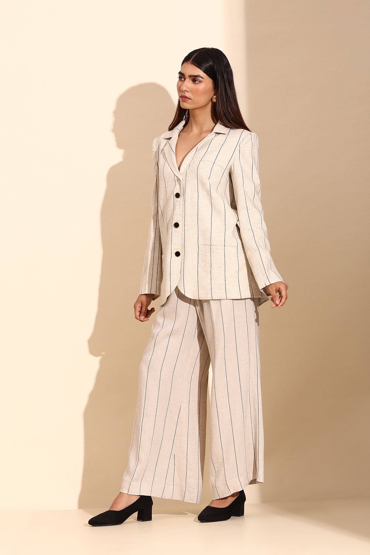 Beige Linen Power Coord Set