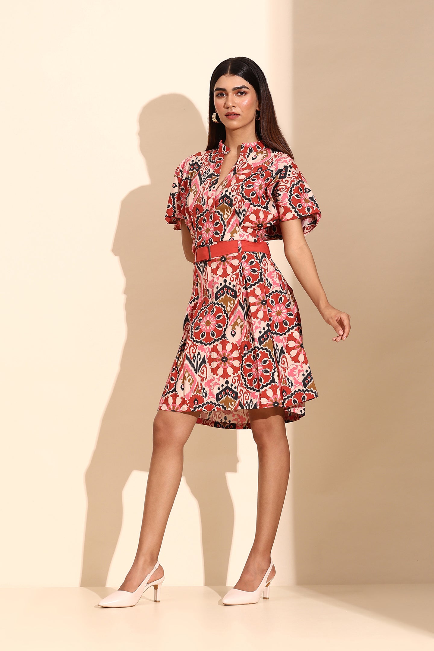 Bloom Ikat Cotton Short Dress