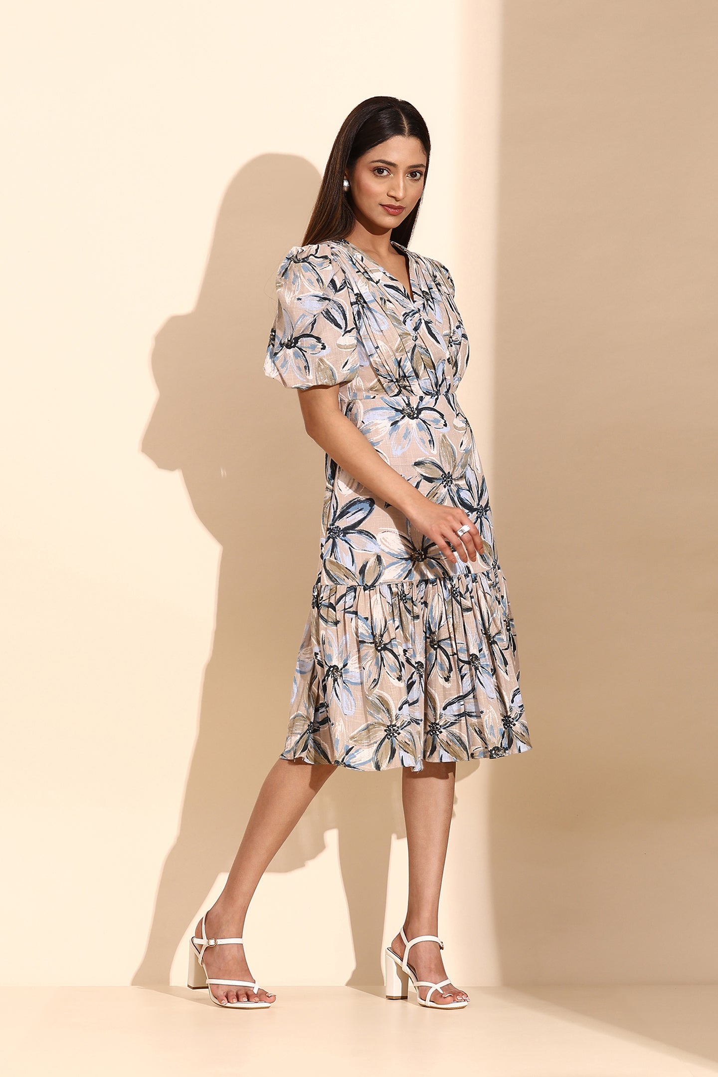 Floral Printed Pleated Dress