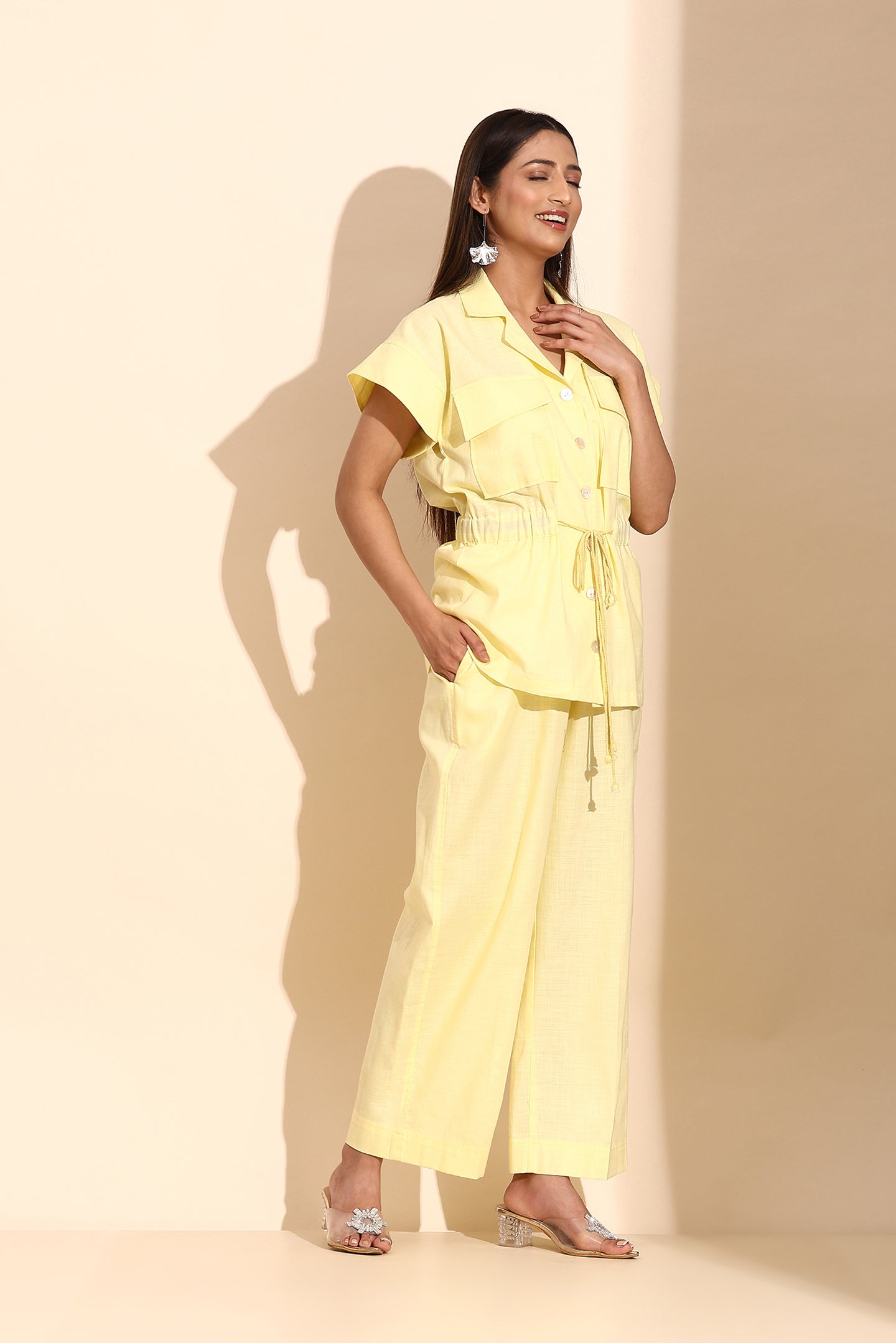 Butter Yellow Cotton Linen Coord Set
