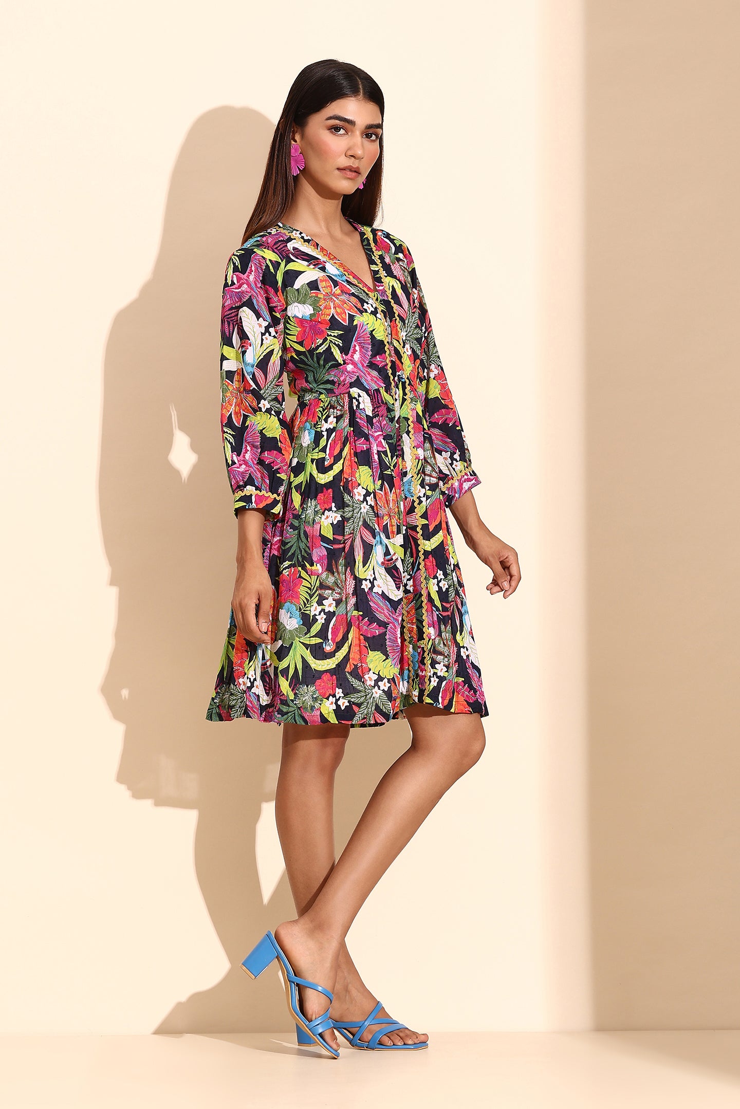 Navy Bloom Cotton Dress