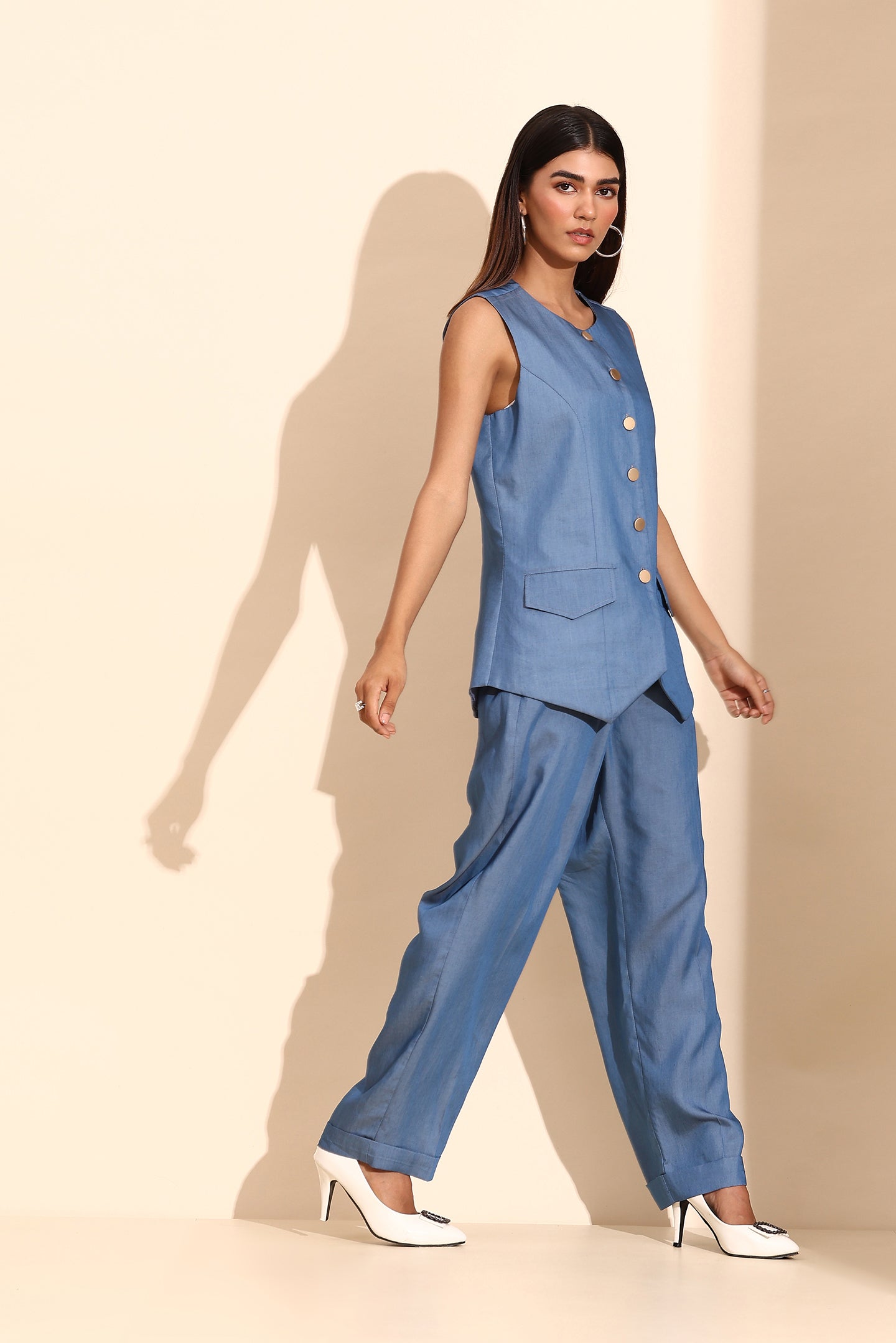 Tencel Denim Waistcoat and Trouser Set