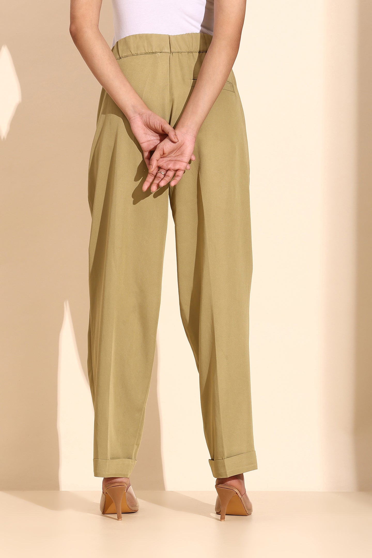 Green Tencel Denim Tailored Trousers