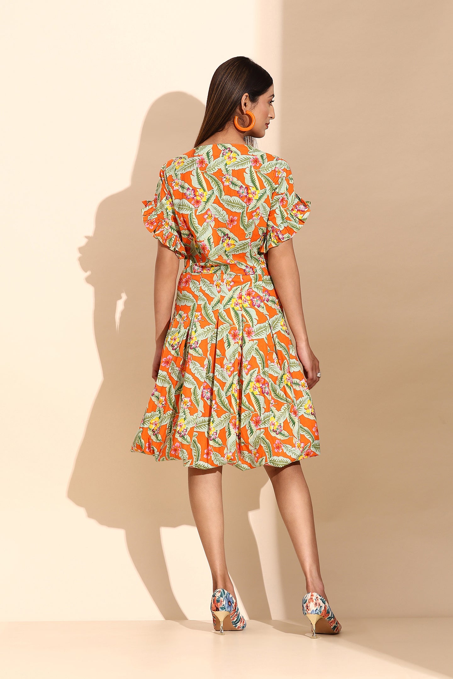 Orange Ivy Cotton Short Dress