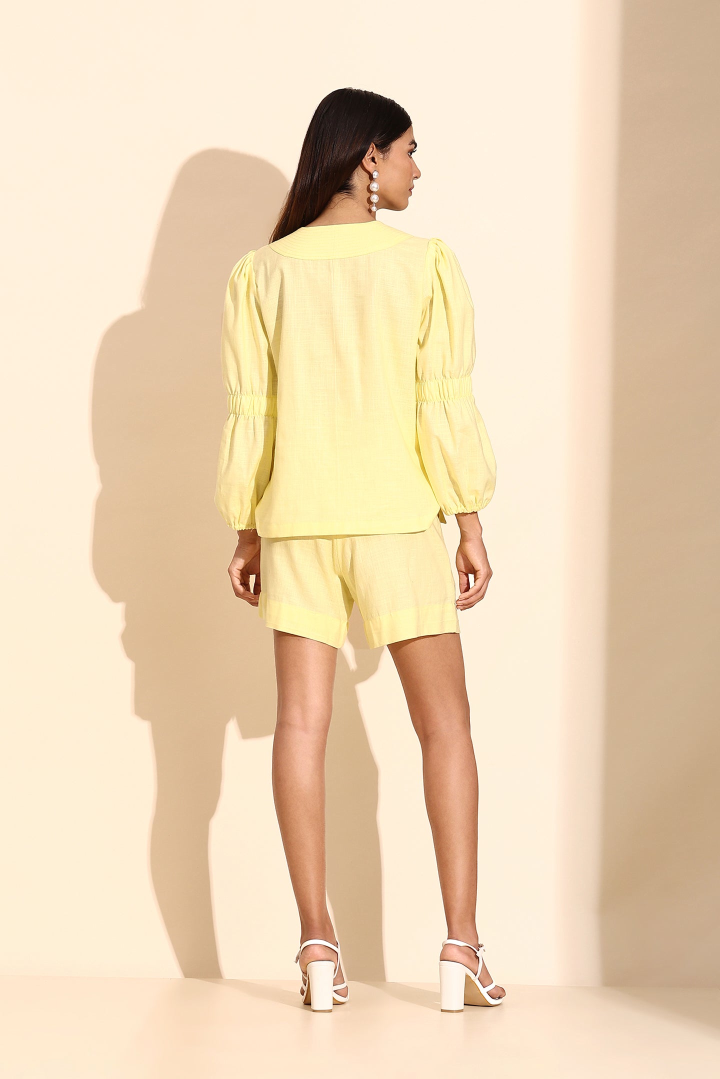 Butter Yellow Cotton Linen Coord Set