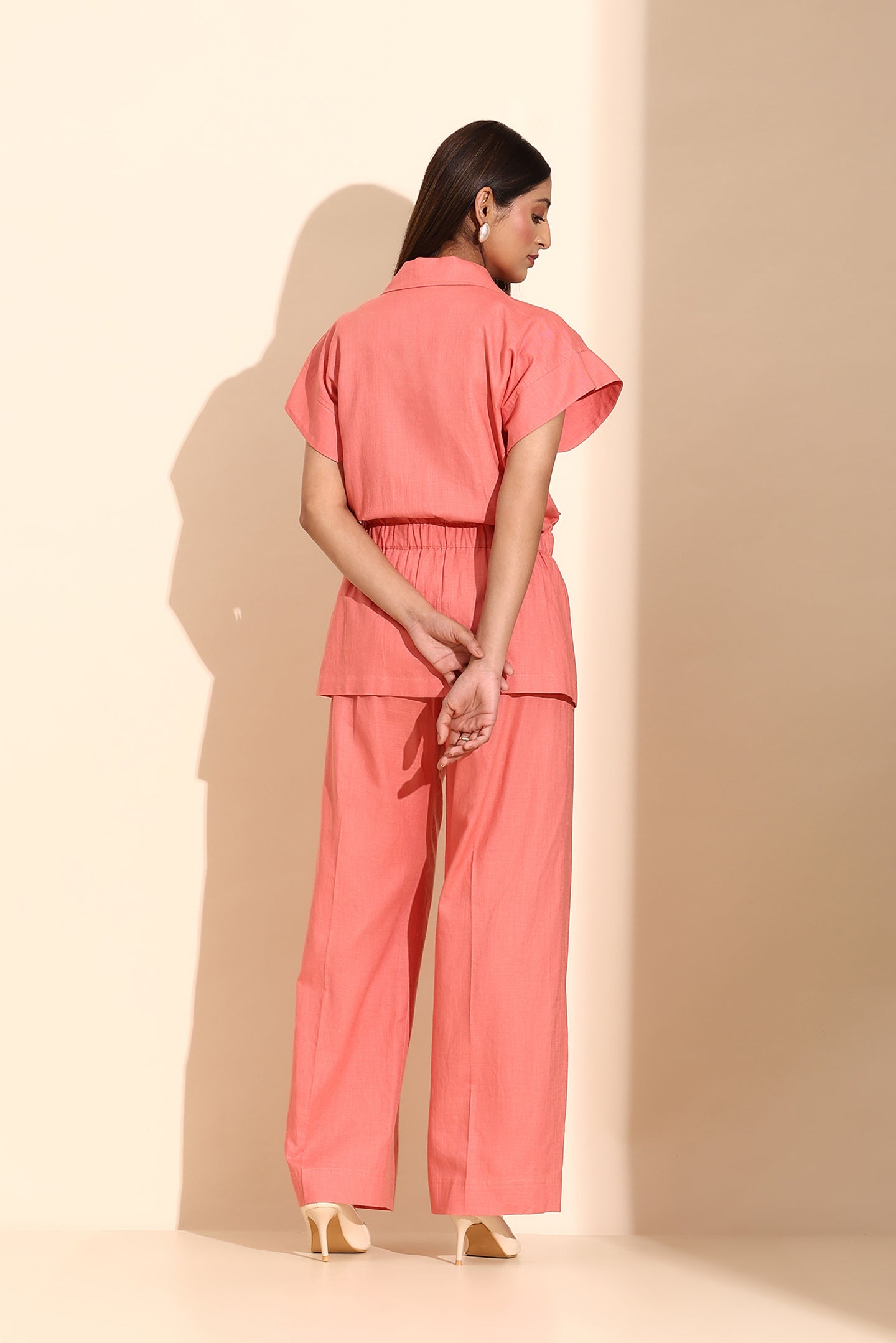 Blush Pink Cotton Linen Coord Set
