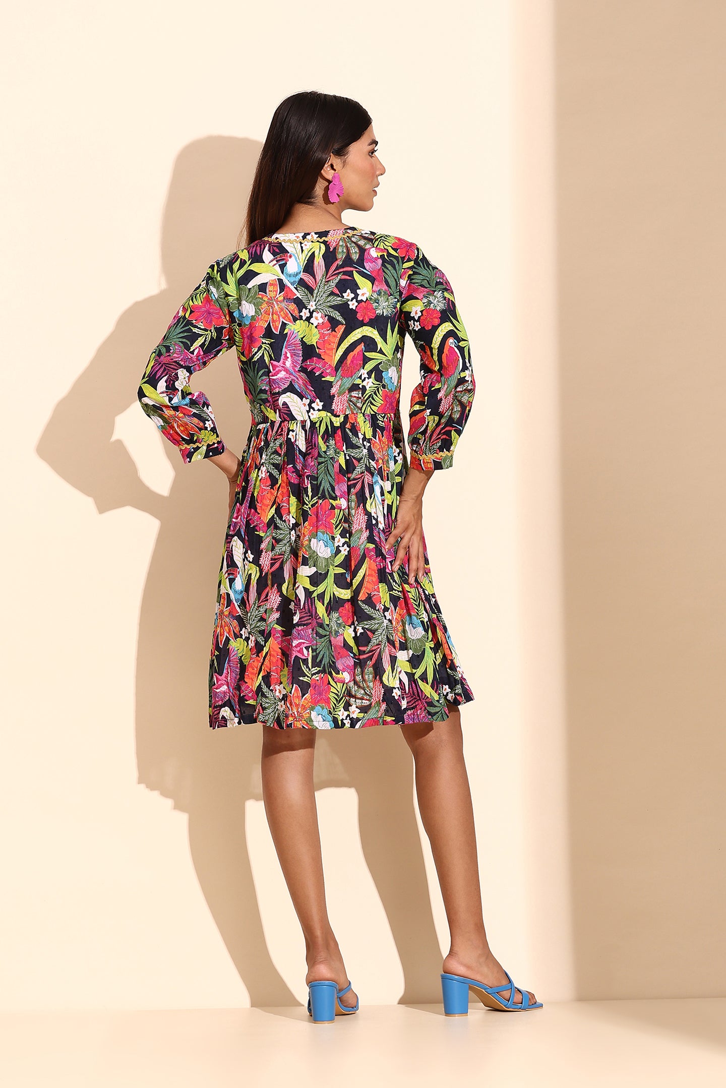 Navy Bloom Cotton Dress