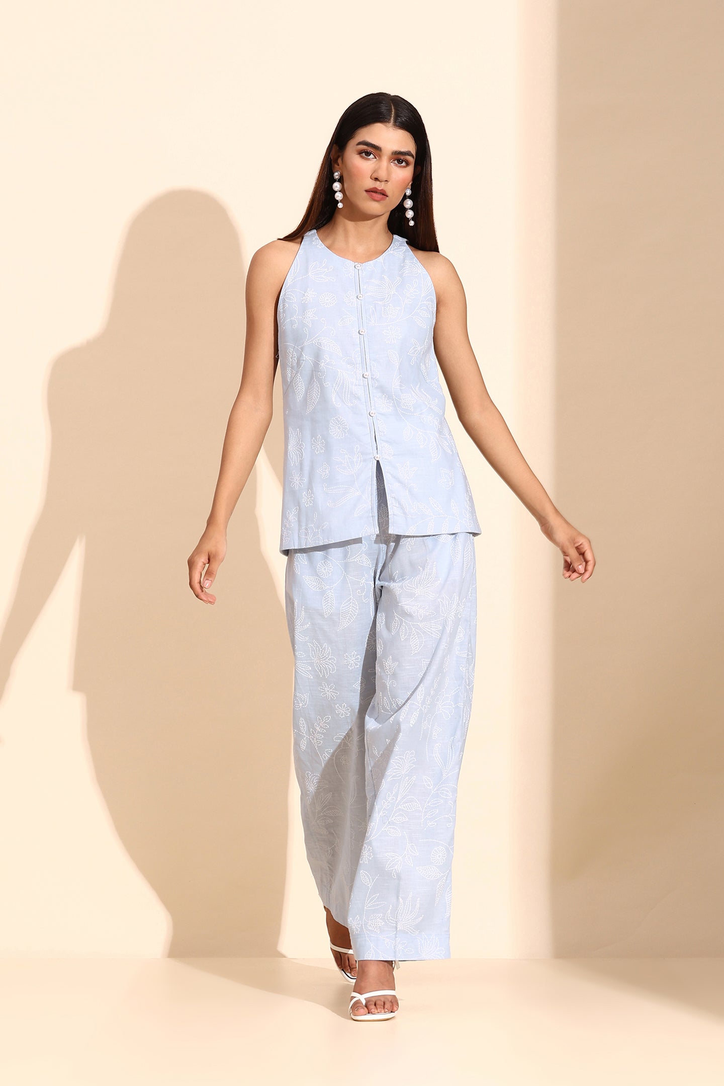 Sky Blue Rubberised Print Coord Set