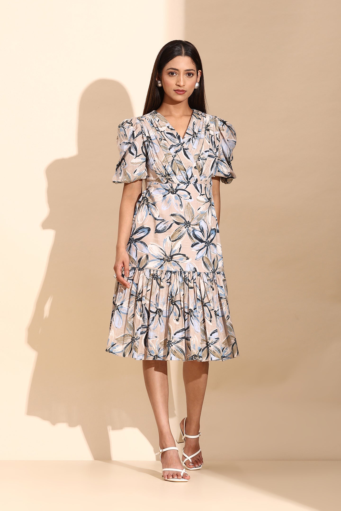 Floral Printed Pleated Dress