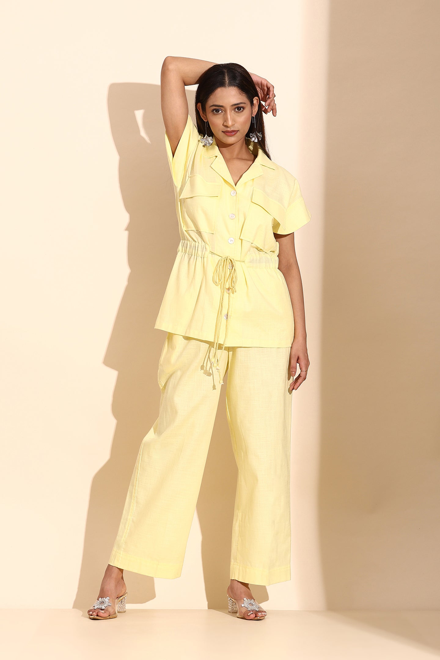 Butter Yellow Cotton Linen Coord Set