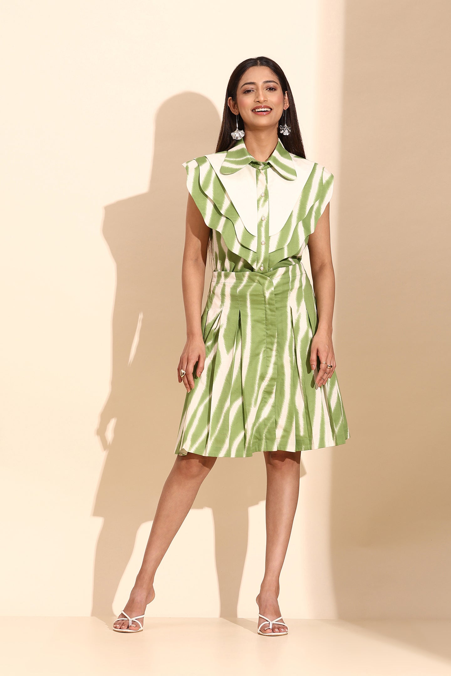 Ivory Wave Cotton Skirt Coord Set