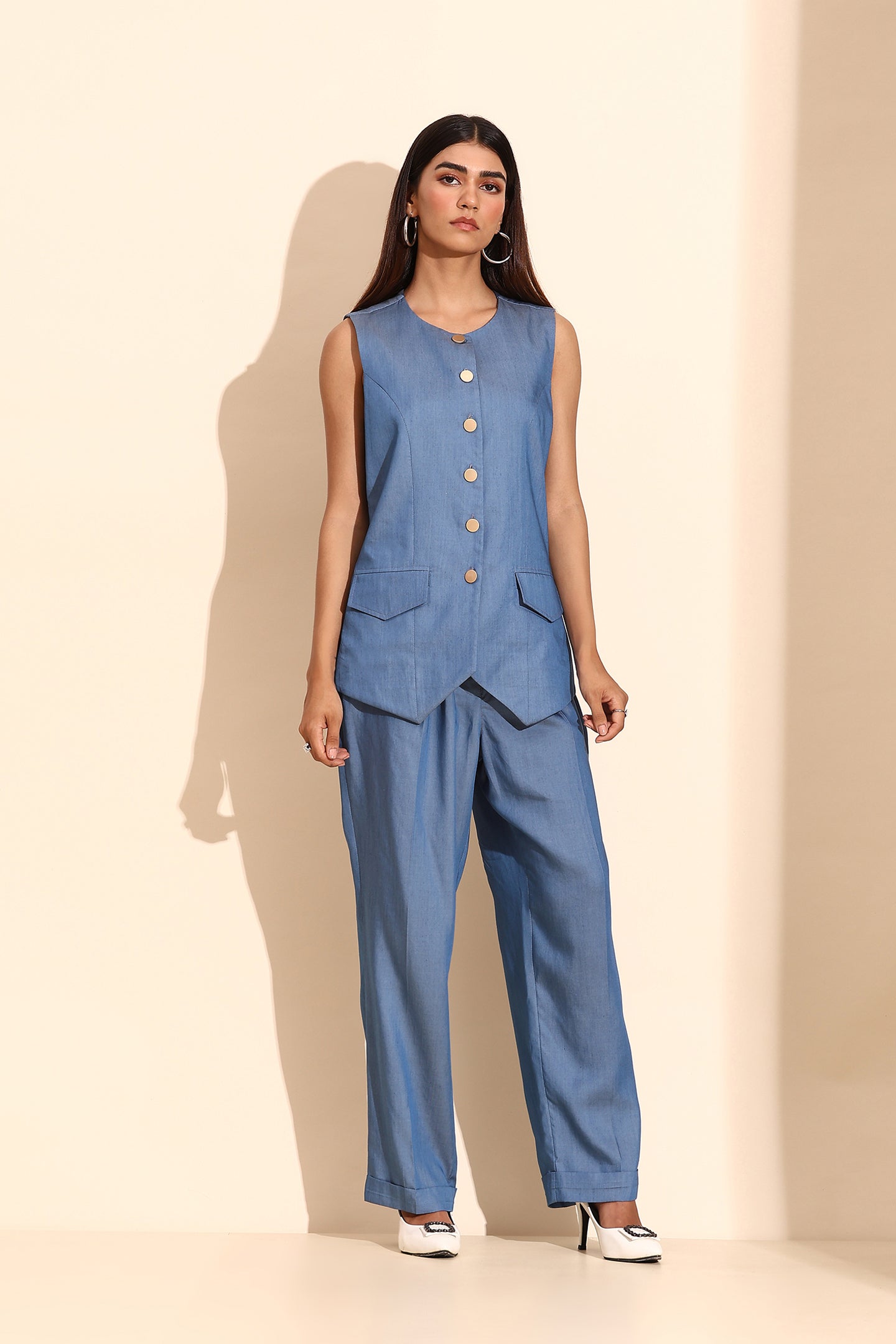 Tencel Denim Waistcoat and Trouser Set