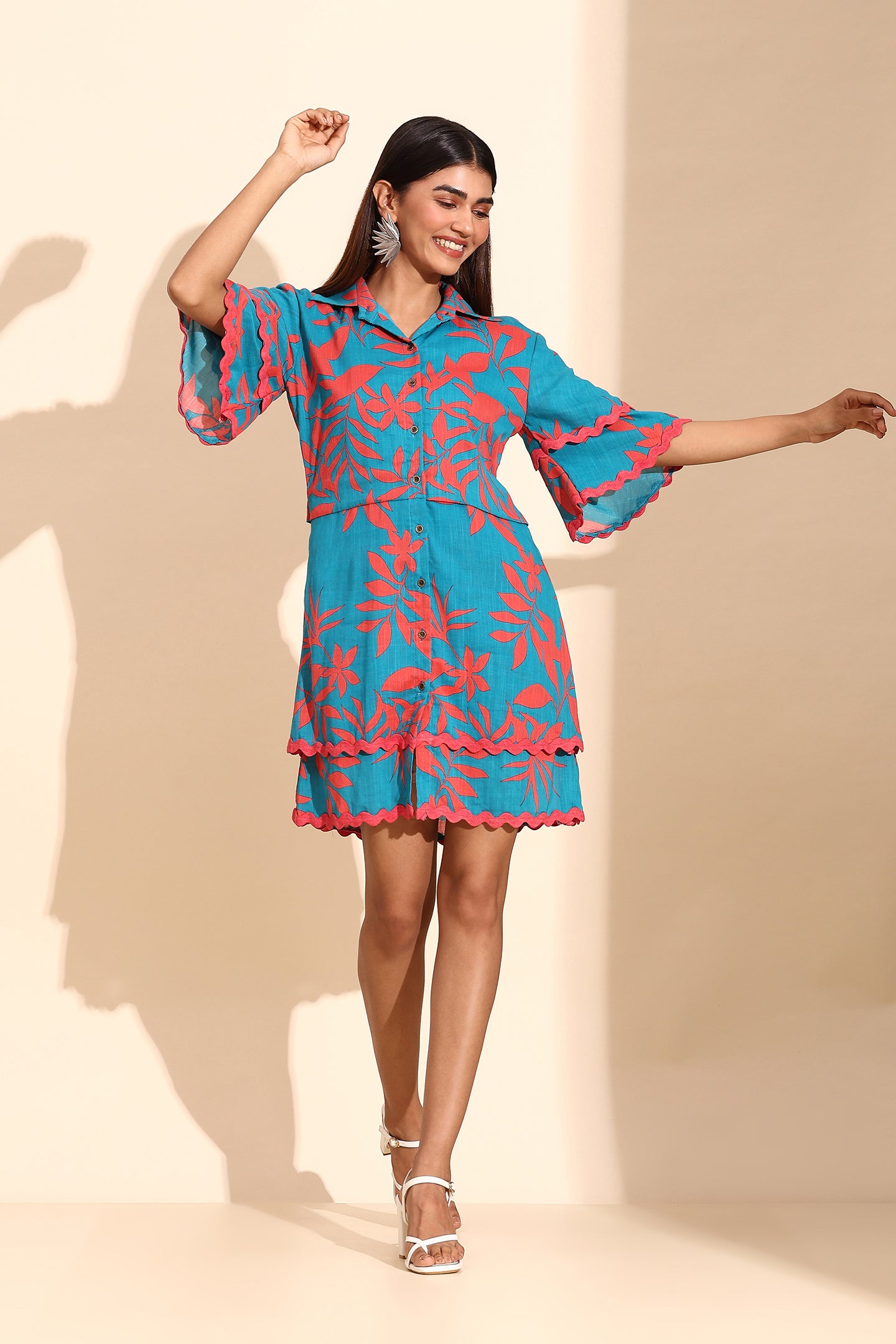 Vibrant Flora Tier Short Dress