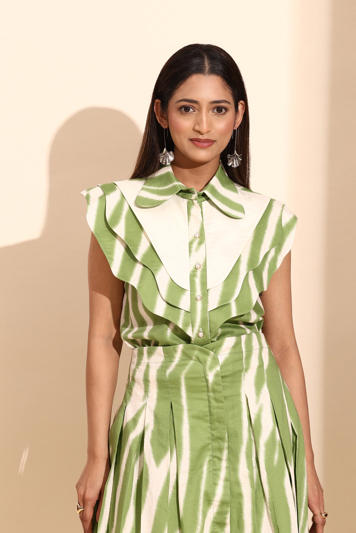 Ivory Wave Cotton Skirt Coord Set