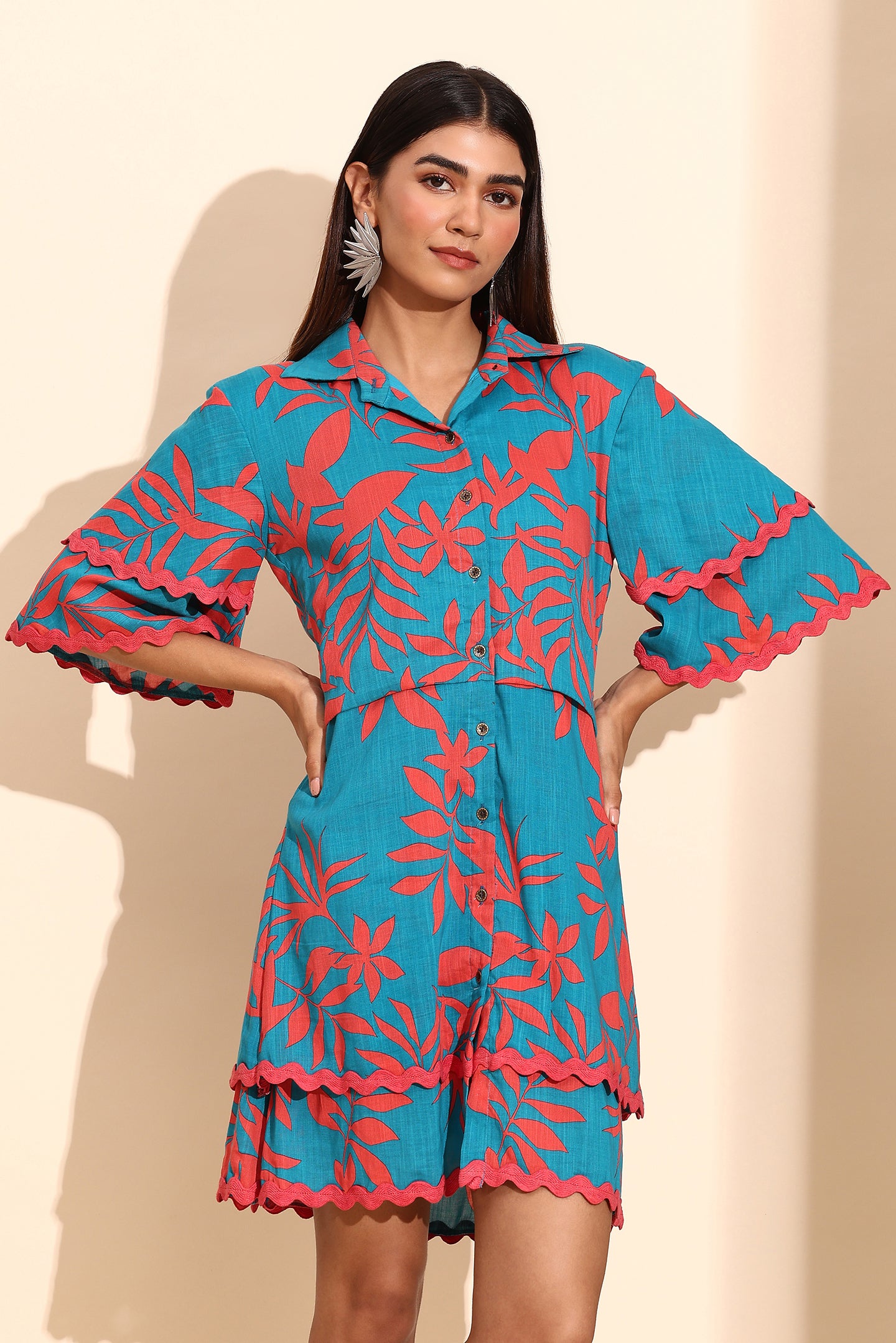 Vibrant Flora Tier Short Dress