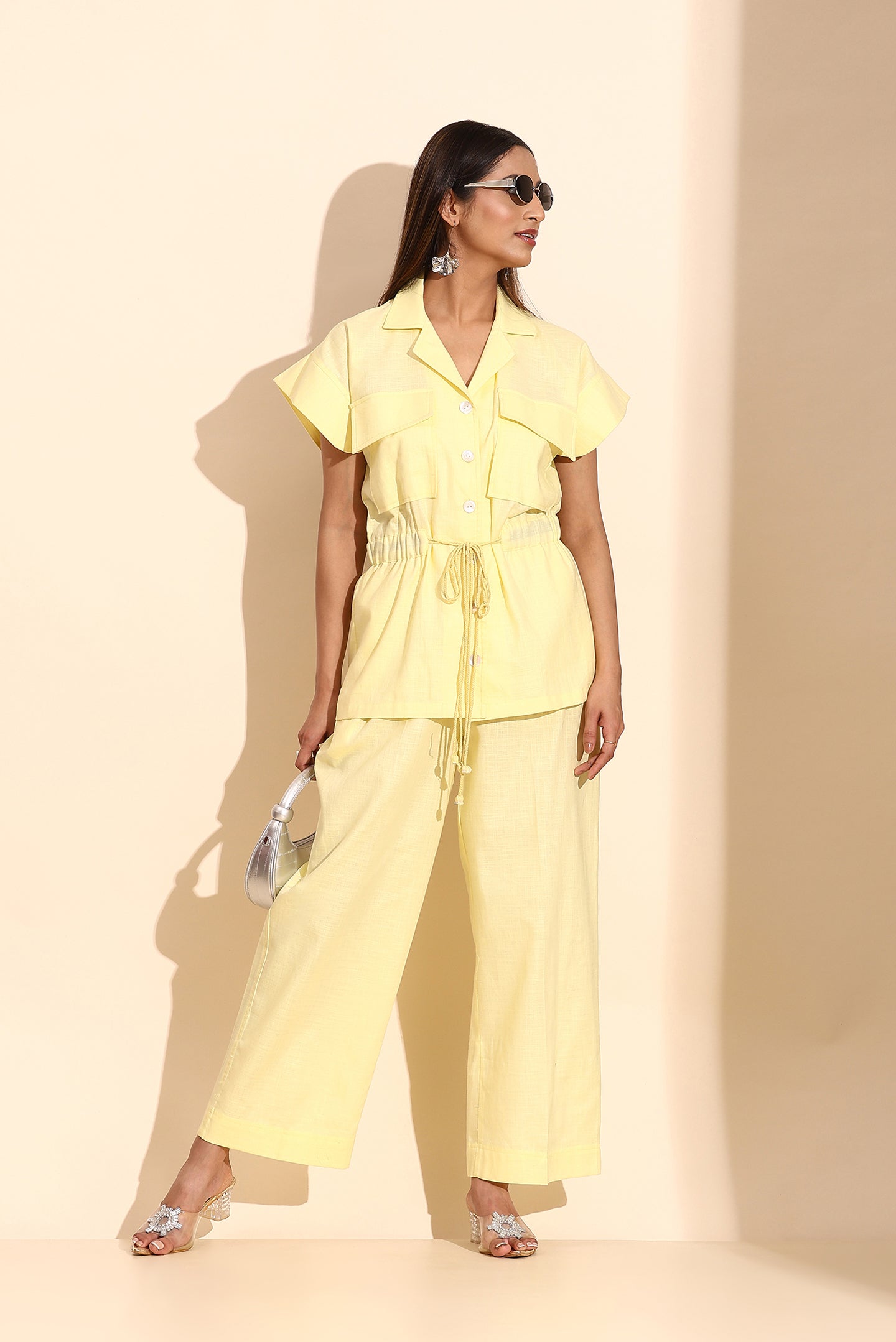 Butter Yellow Cotton Linen Coord Set