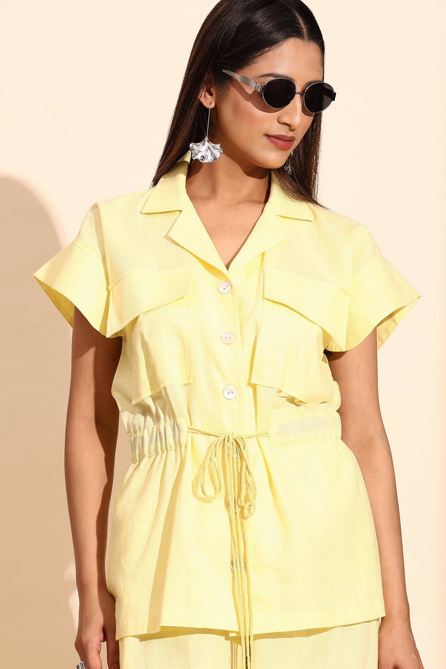 Butter Yellow Cotton Linen Coord Set