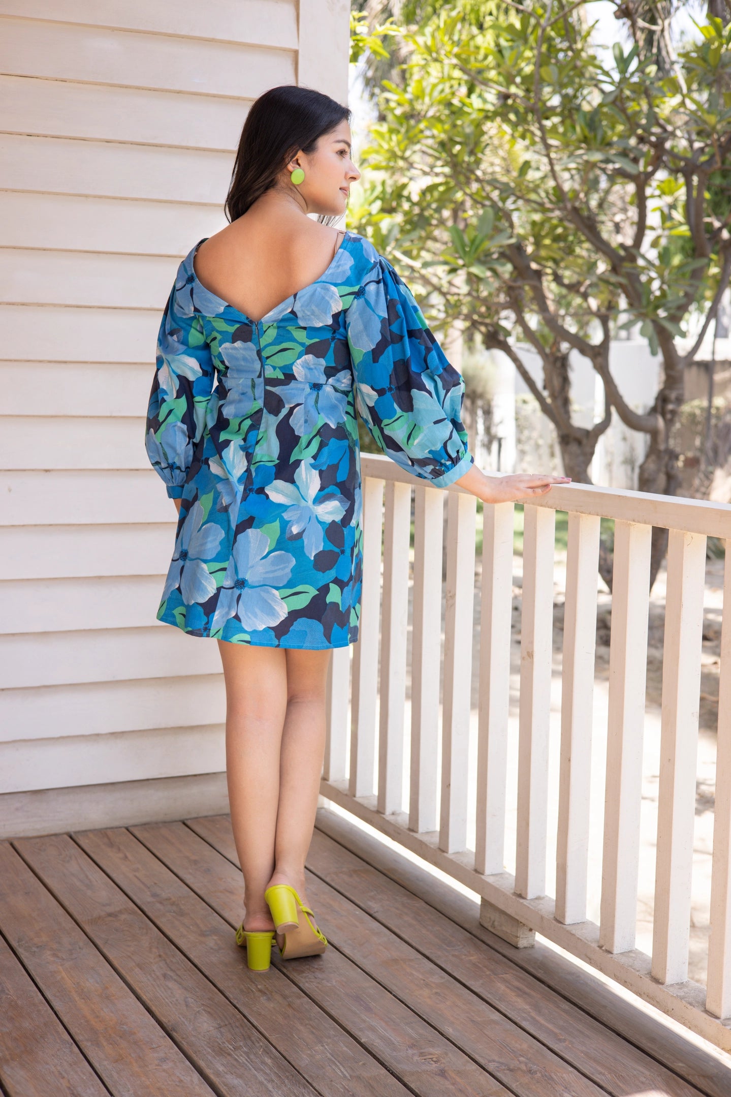 Blue Flora Short Dress