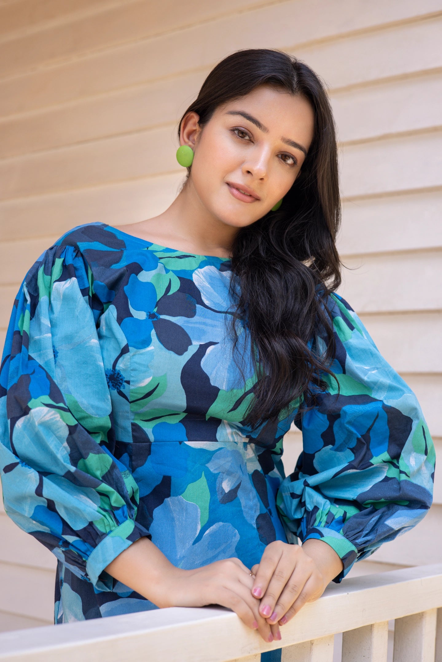Blue Flora Short Dress
