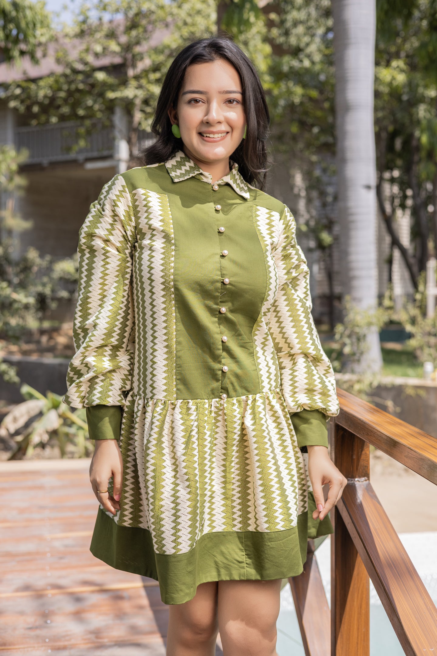 Crochet Green Skater Dress