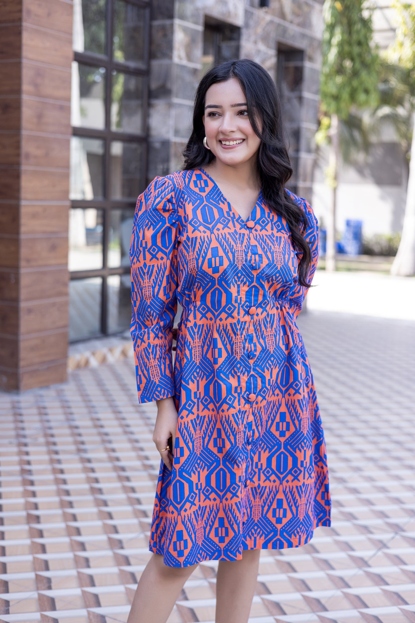 Reverie Buttoned Short Dress