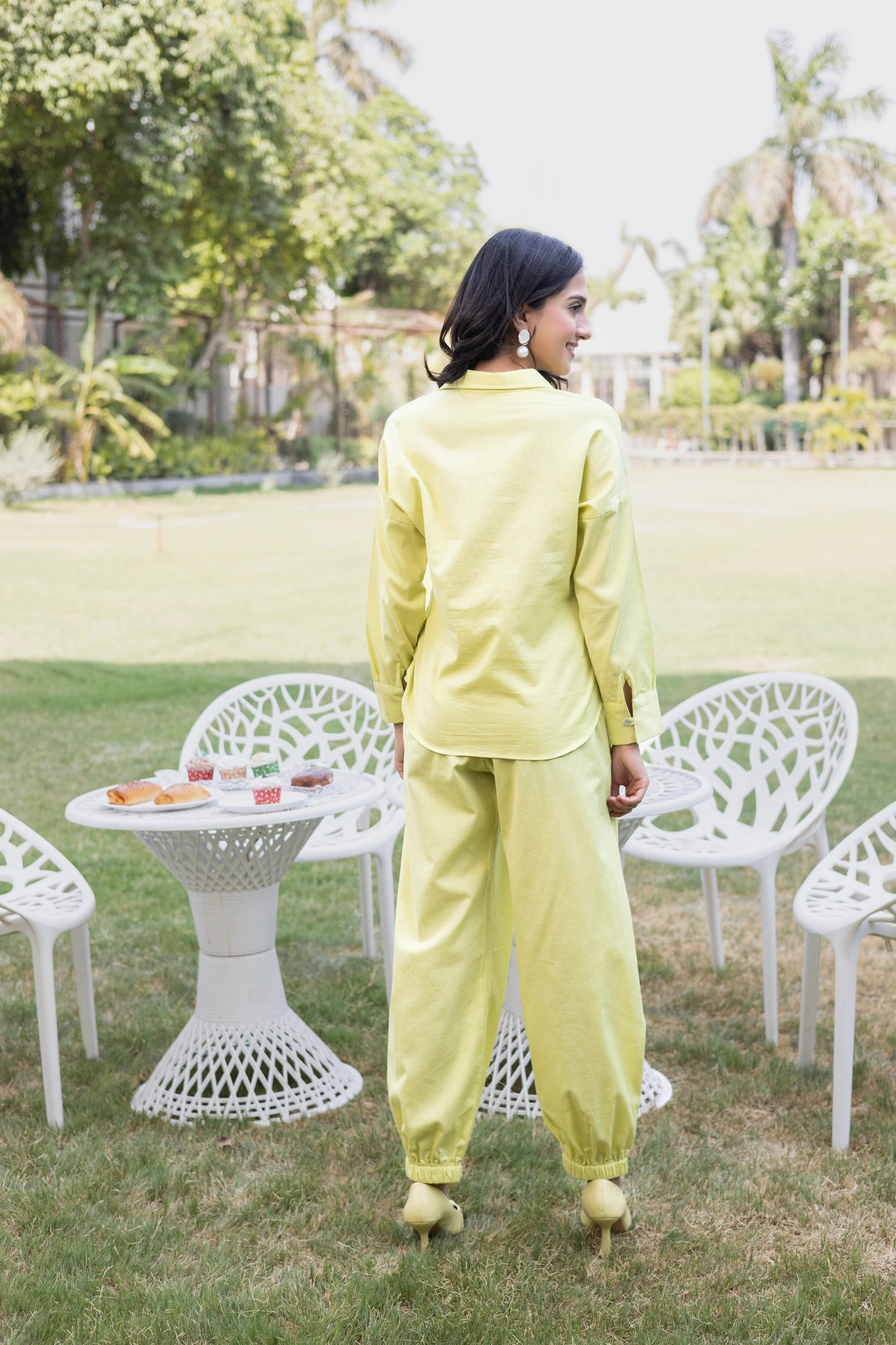 Dainty Lime Linen Jogger Set