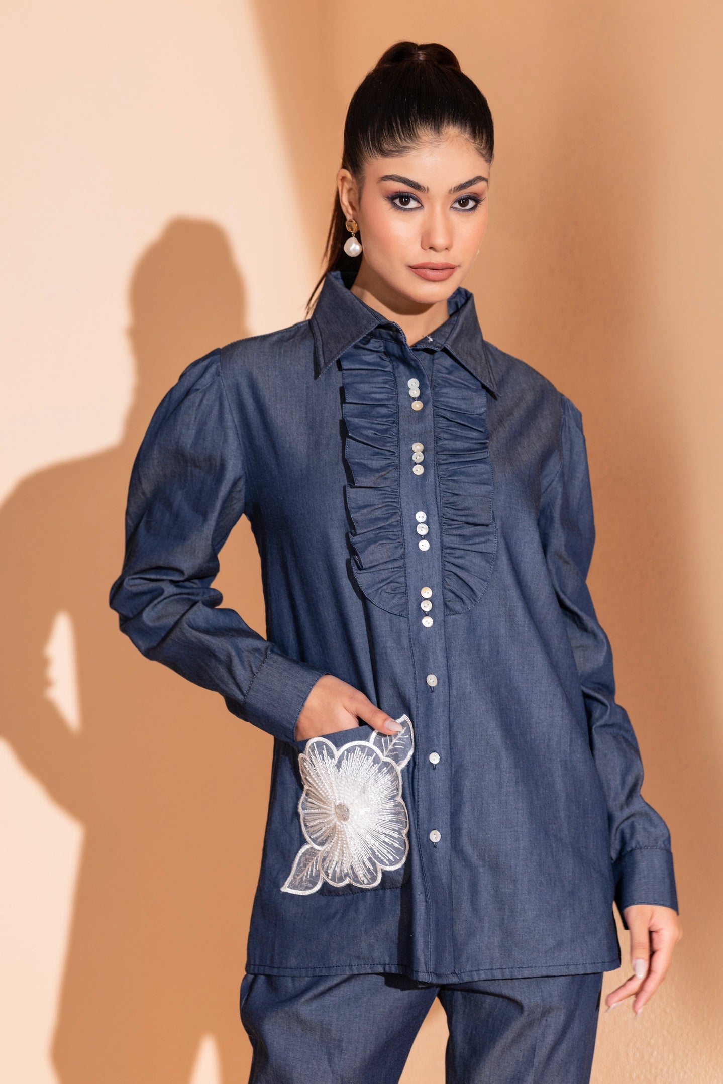 Indigo Blossom Denim Coord Set