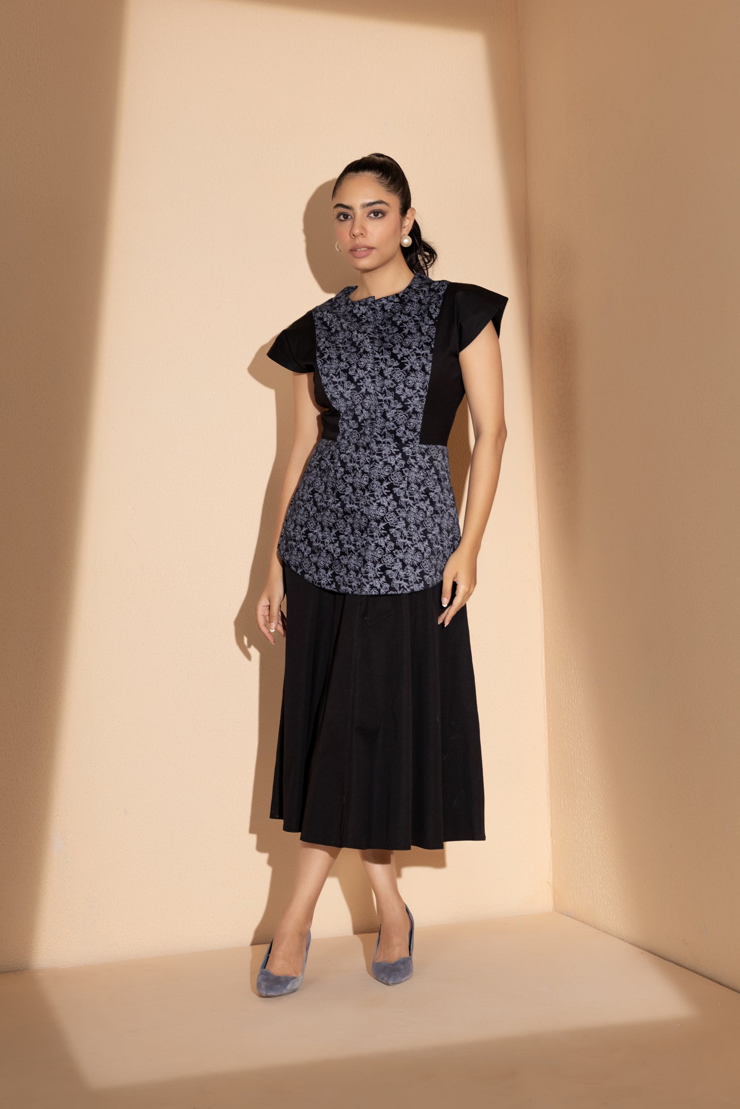 Black Floral Fusion Dress