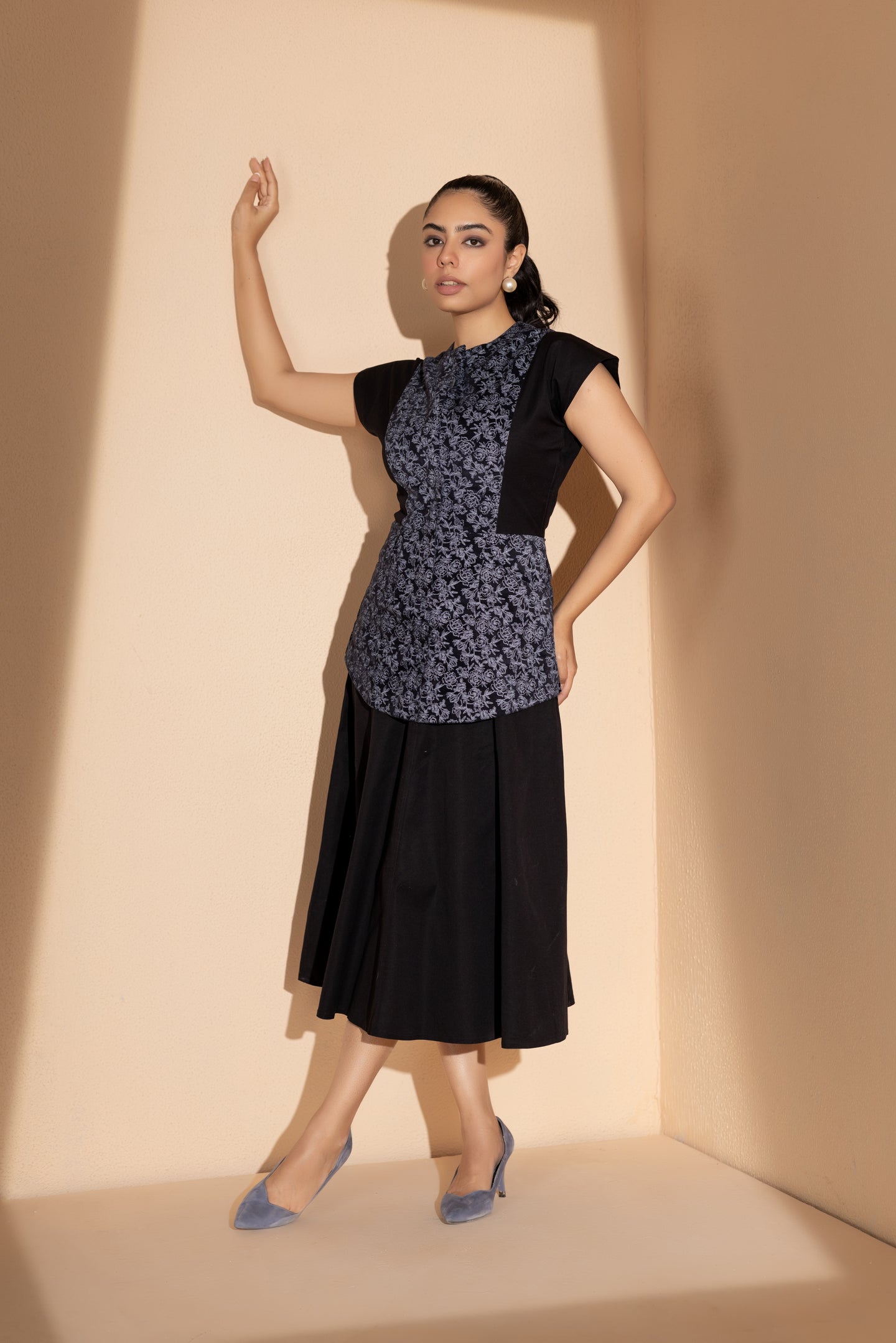 Black Floral Fusion Dress