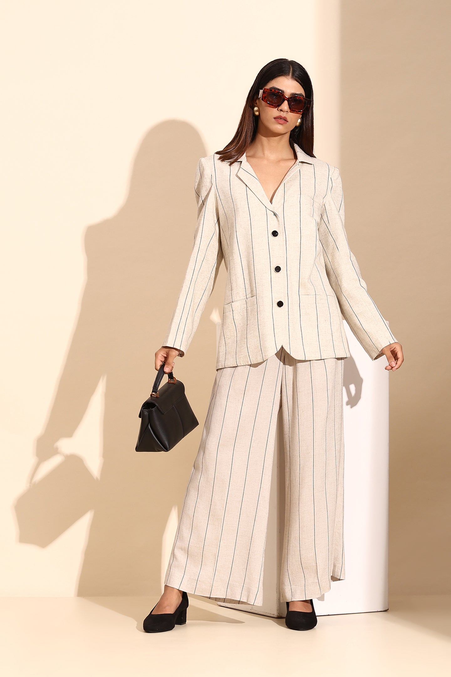 Beige Linen Power Coord Set