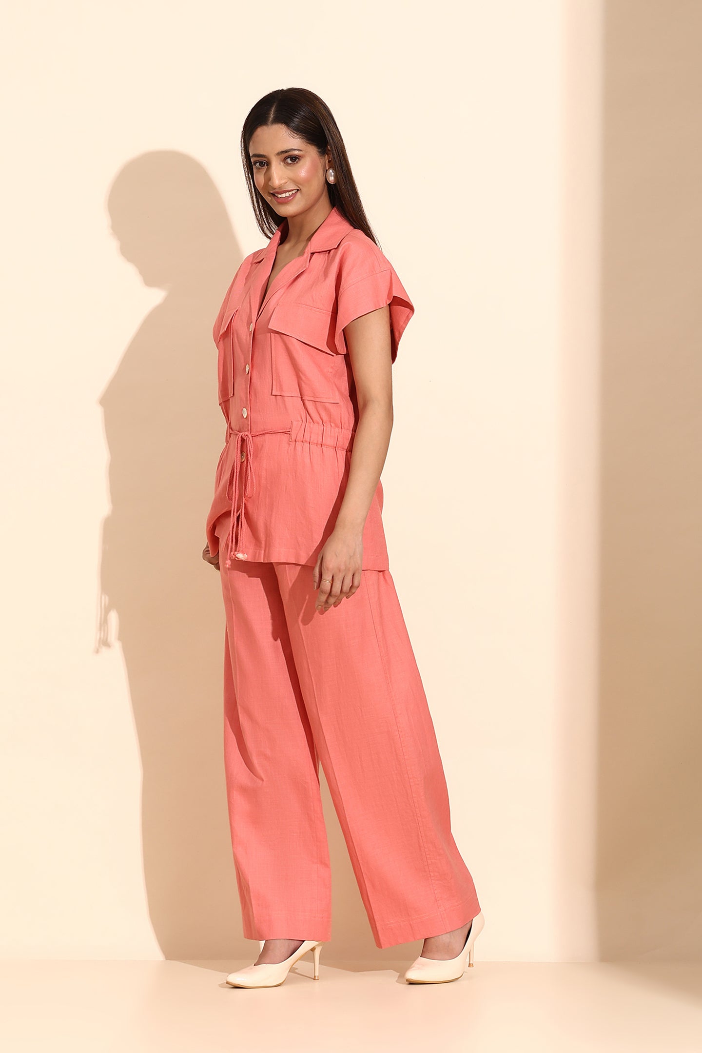 Blush Pink Cotton Linen Coord Set