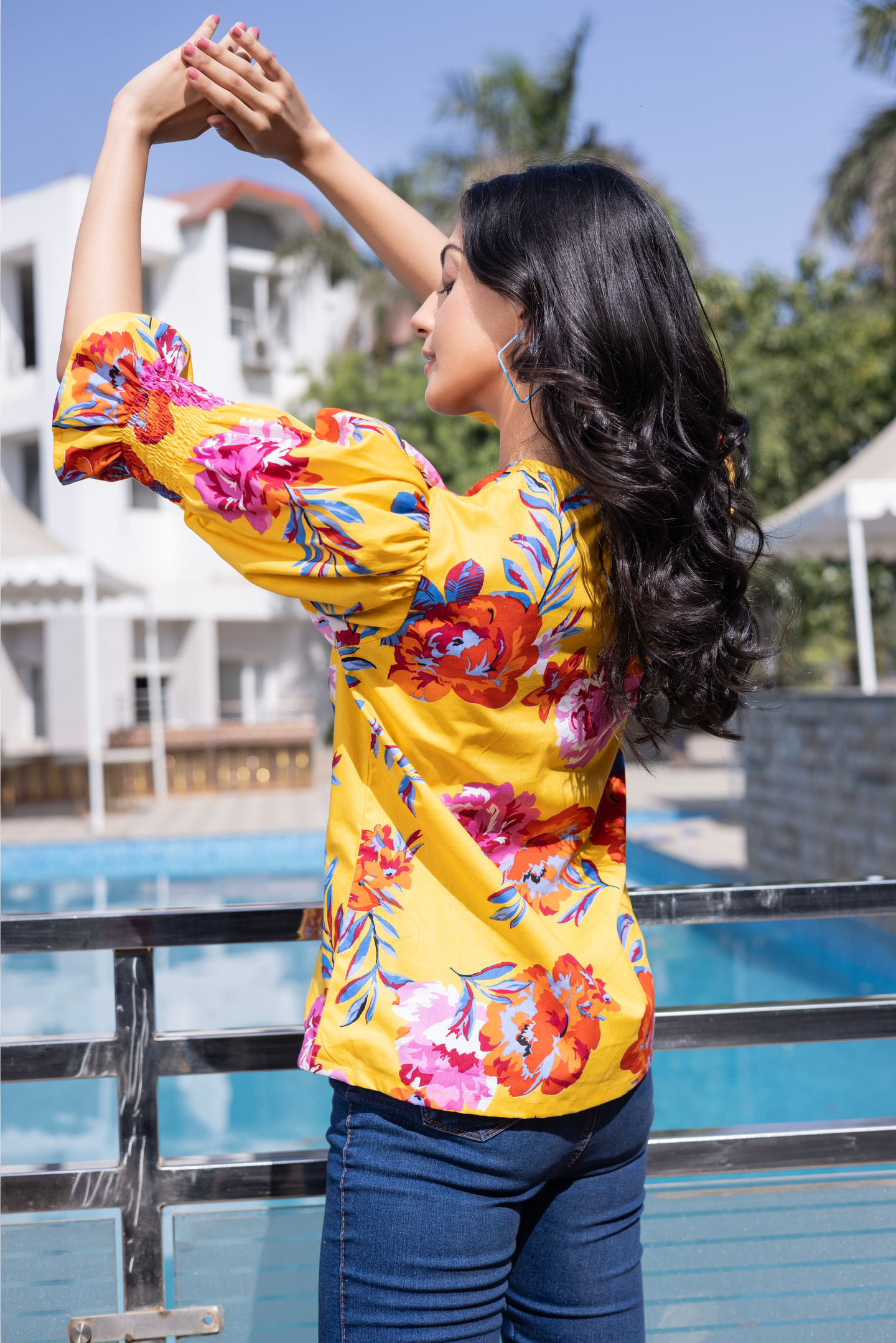 Yellow Floral Ruffled Top