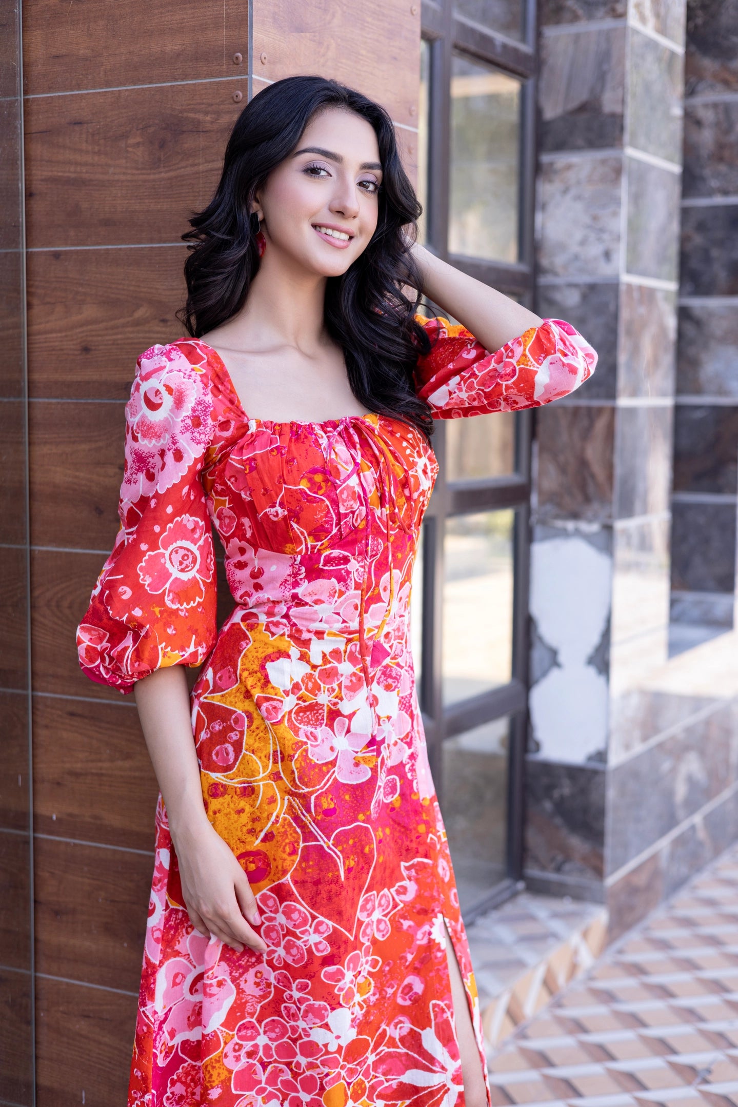 Lily Flower Vintage Long Dress