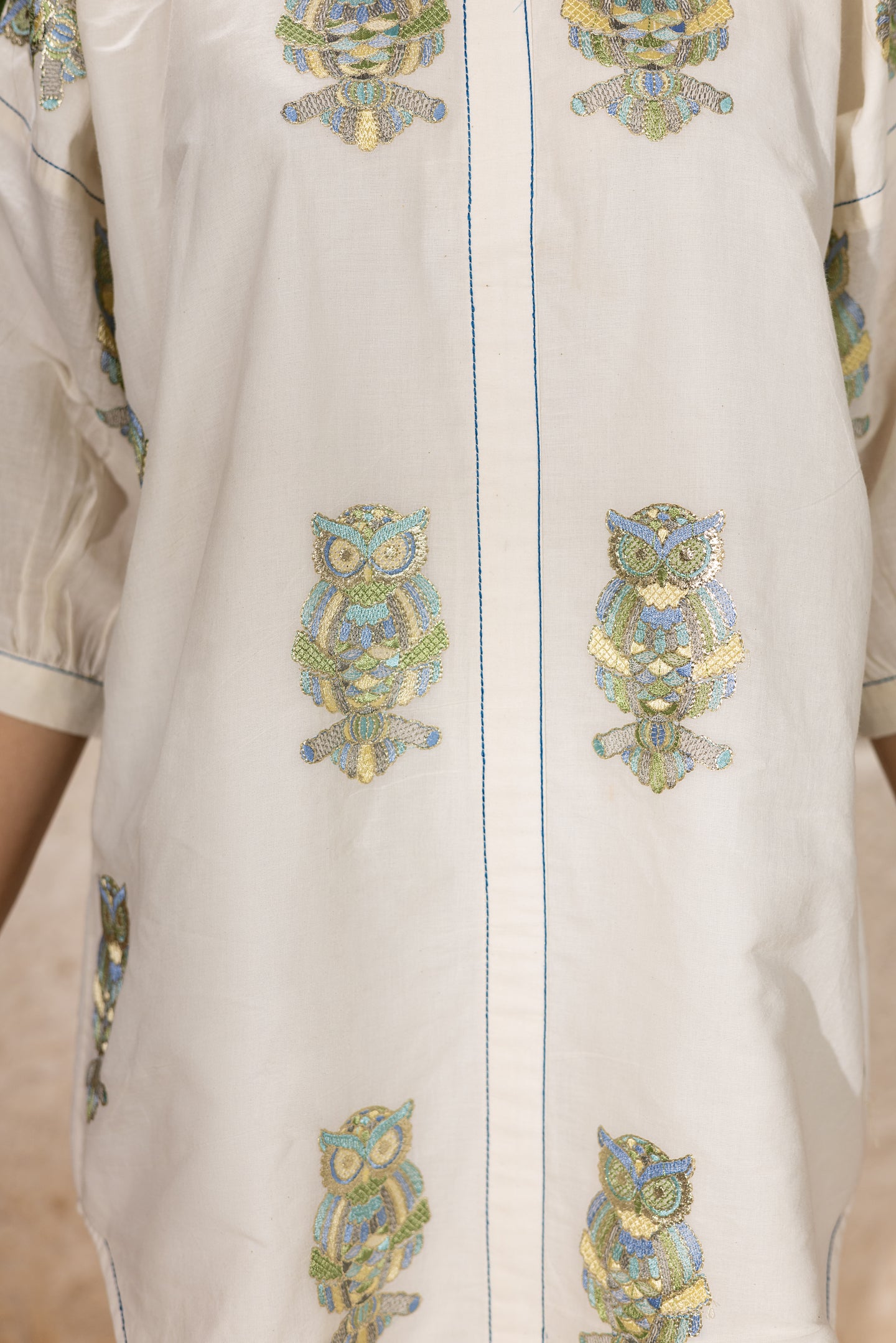 Owl Embroidered Oversized Shirt