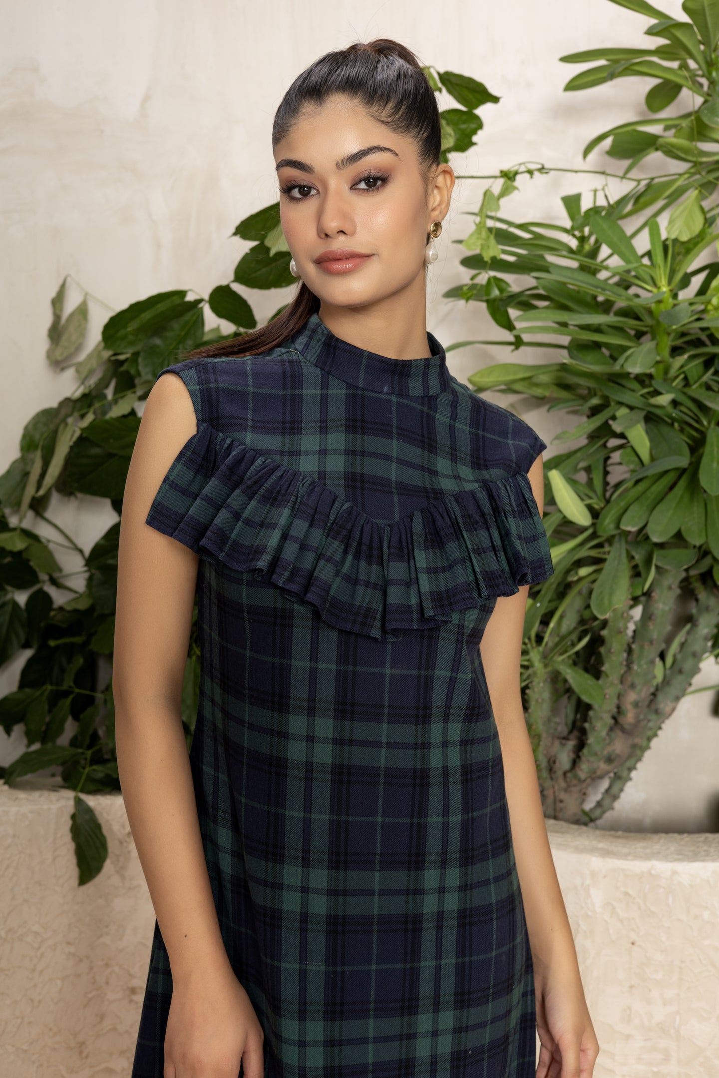 Highland Green Ruffle Dress