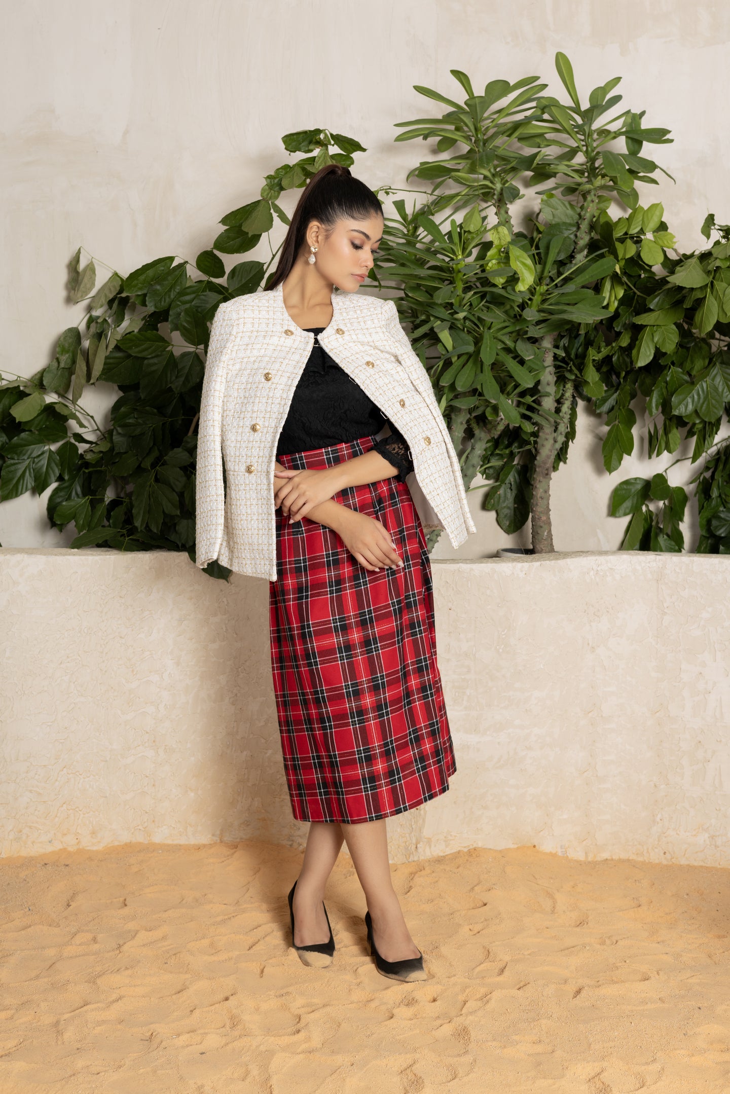 Classic Tartan Midi Skirt