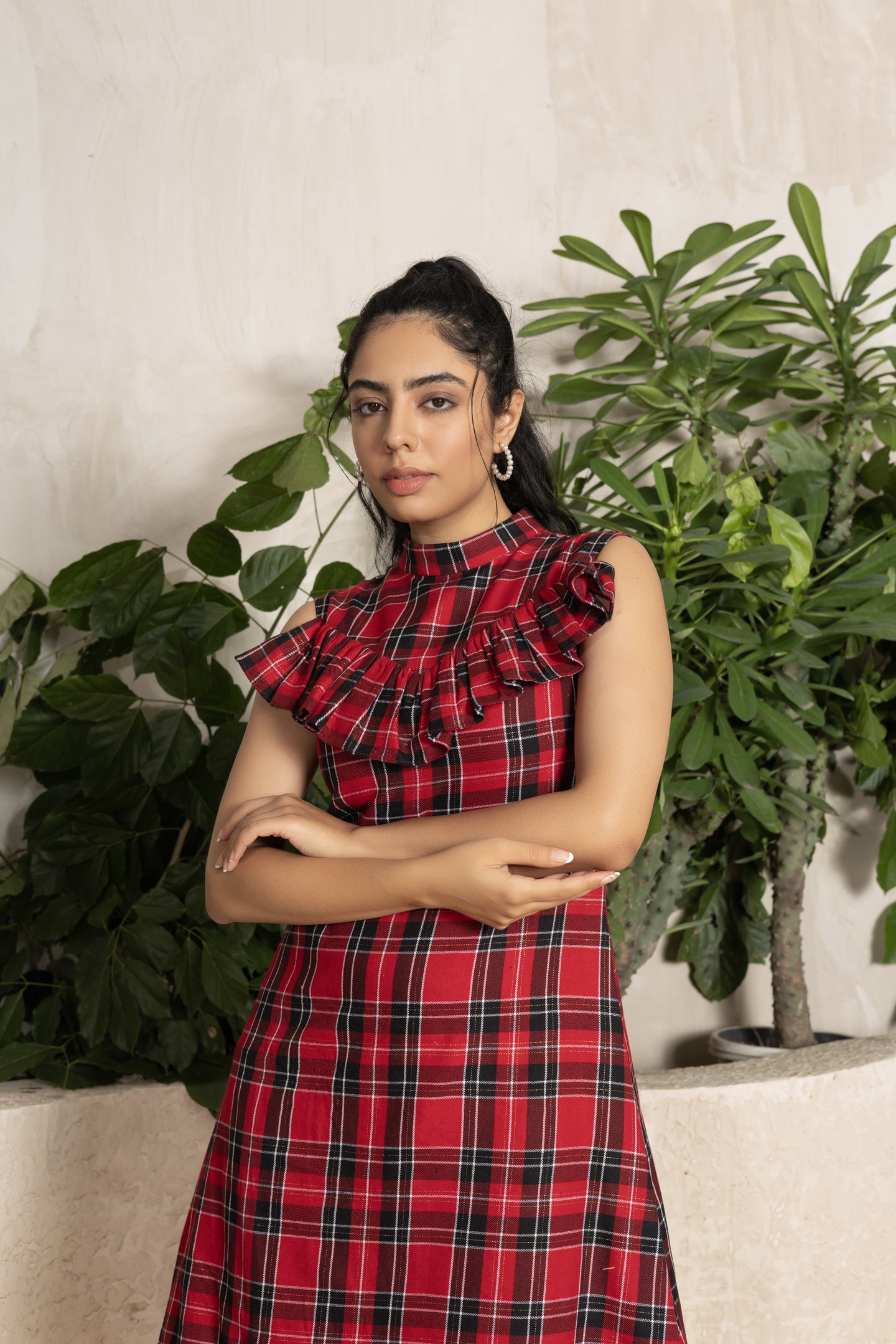 Highland Red Ruffle Dress