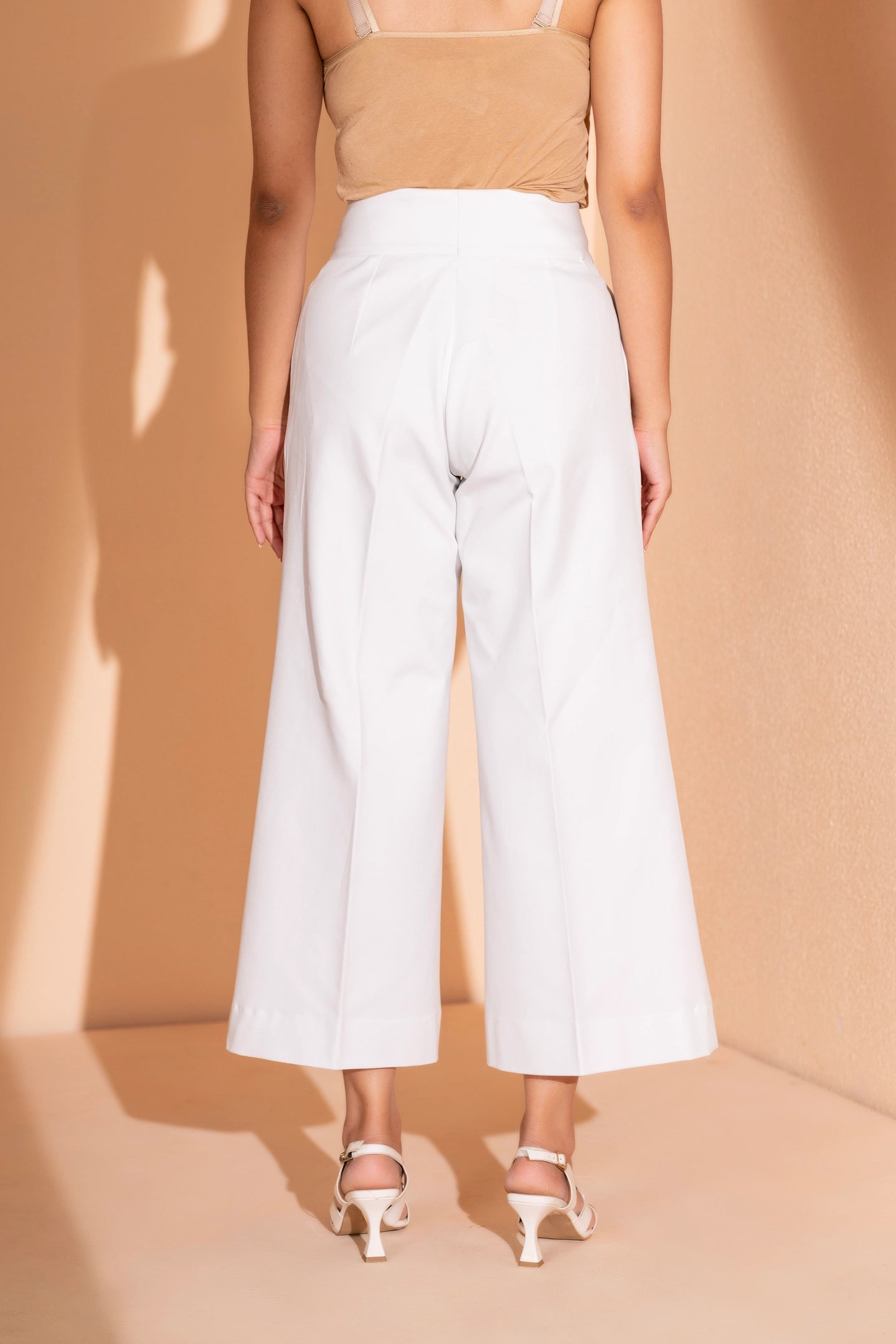 Ivory Elegance Wide-Leg Trousers